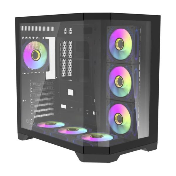 Darkflash FT418 PRO számítógépház + 7 ARGB ventilátor (fekete) (FT418 PRO BLACK)